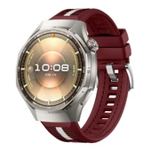 Huawei Watch GT6 Pro 46mm İle Uyumlu SportStripe Örgü Desen Metal Tokalı Silikon Akıllı Saat Kordonu  Mürdüm thumbnail 1