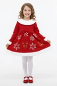 Kız Çocuk Yılbaşı Elbisesi-Kloş Etekli-Welsoft Yakalı-2 İplik Şardonlu-12435 thumbnail 1