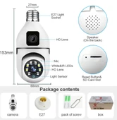 Smart Çift Lensli IP Ampul Kamera Hareketli Gece Görüşlü Ses Kayıtlı Wi-Fi Güvenlik Kamerası 4MP 360 Derece Full HD Duy Girişli thumbnail 2