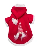 Noel Cücesi Gnome Yılbaşı Köpek Kıyafeti Noel Cücesi Gnome Kırmızı Polar | Kapüşonlu Noel Köpek Sweatshirt | Küçük Irklar İçin Premium thumbnail 2