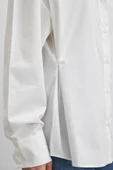 Düğme Detaylı Pamuklu Gömlek Beyaz thumbnail 5