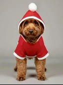 Noel Cücesi Gnome Yılbaşı Köpek Kıyafeti Noel Cücesi Gnome Kırmızı Polar | Kapüşonlu Noel Köpek Sweatshirt | Küçük Irklar İçin Premium thumbnail 4