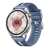 Huawei Watch GT6 46mm İle Uyumlu SportStripe Örgü Desen Metal Tokalı Silikon Akıllı Saat Kordonu  Mavi thumbnail 1