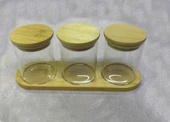 Bambu Standlı 3’lü Mini Baharatlık Seti – Vakum Kapaklı | Kavanoz 7x6 cm | Stand 22x7 cm thumbnail 7