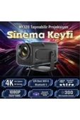 LENSUN Hy320 Mini Siyah Taşınabilir Sinema Projektörü 4k 720p Ev Sineması Bluetooth Android Projeksiyon thumbnail 3
