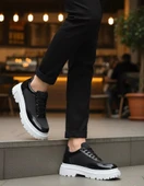 Bağcıklı Rugan Paraşüt Detaylı Yüksek Taban Siyah Erkek Ayakkabı thumbnail 3