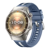 Huawei Watch GT6 Pro 46mm İle Uyumlu SportStripe Örgü Desen Metal Tokalı Silikon Akıllı Saat Kordonu  Mavi thumbnail 1