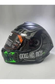 Axxıs Draken S Maori Devil B6 Matt Green Kapalı Motosiklet Kaskı + Yedek Siyah Vizör thumbnail 7