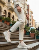 Bağcıksız Rahat Yüksek Taban Krem Erkek Spor Yarım Bilek Bot thumbnail 1