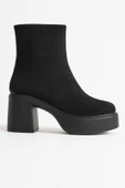 İtek Kadın Siyah Süet Topuklu Bot thumbnail 3