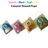 250 Adet 4 Renkli Canavar Desenli Cake Pop & Kurabiye Poşeti - 10x15 cm thumbnail 8