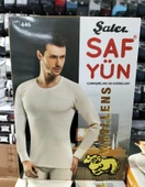 Şalçı Safyün Erkek %75 Yün Uzun Kollu Fanila Atlet İçlik 446 - 2 Adet   M Ekru thumbnail 3