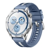 Huawei Watch GT5 46mm İle Uyumlu SportStripe Örgü Desen Metal Tokalı Silikon Akıllı Saat Kordonu  Mavi thumbnail 1