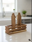 Ahşap Doğal 3Lü Yağdanlık ve Sosluk Altı(KİRAZ) Ahşap Rengi AHŞAP - 10 ADET thumbnail 1