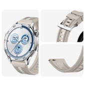Huawei Watch GT5 46mm İle Uyumlu SportStripe Örgü Desen Metal Tokalı Silikon Akıllı Saat Kordonu  Starlight thumbnail 3