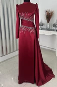 Ceyla Kuyruklu Tesettür Abiye Bordo thumbnail 1