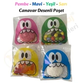 250 Adet 4 Renkli Canavar Desenli Cake Pop & Kurabiye Poşeti - 10x15 cm thumbnail 2