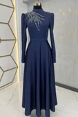 Mina Tesettür Abiye Lacivert thumbnail 1
