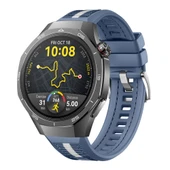 Huawei Watch GT5 Pro 46mm İle Uyumlu SportStripe Örgü Desen Metal Tokalı Silikon Akıllı Saat Kordonu  Mavi thumbnail 1