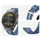 Huawei Watch GT5 Pro 46mm İle Uyumlu SportStripe Örgü Desen Metal Tokalı Silikon Akıllı Saat Kordonu  Mavi thumbnail 3