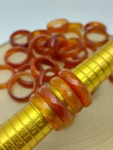 Akik Taşı Yüzük – Bal Kahve Alacalı – Faset Kesim – 6mm Kalınlık  (59910) thumbnail 3