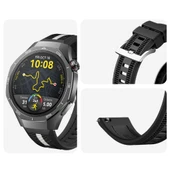 Huawei Watch GT5 Pro 46mm İle Uyumlu SportStripe Örgü Desen Metal Tokalı Silikon Akıllı Saat Kordonu  Siyah thumbnail 3