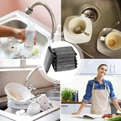 Technow Paslanmaz Çelik Sihirli Inox Yağ ve Kir Çözücü Tel Bulaşık Süngeri 2 Adet thumbnail 4