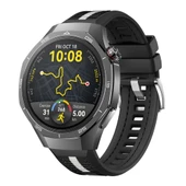 Huawei Watch GT5 Pro 46mm İle Uyumlu SportStripe Örgü Desen Metal Tokalı Silikon Akıllı Saat Kordonu  Siyah thumbnail 1