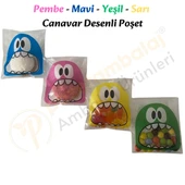 250 Adet 4 Renkli Canavar Desenli Cake Pop & Kurabiye Poşeti - 10x15 cm thumbnail 6