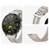 Huawei Watch GT4 46mm İle Uyumlu SportStripe Örgü Desen Metal Tokalı Silikon Akıllı Saat Kordonu  Starlight thumbnail 3