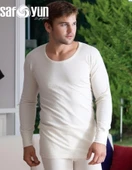 Şalçı Safyün Erkek %75 Yün Uzun Kollu Fanila Atlet İçlik 446 - 2 Adet   M Ekru thumbnail 2