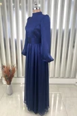 Afra Tesettür Abiye Lacivert thumbnail 3
