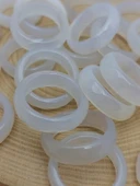 Akik Taşı Yüzük – Sisli Beyaz Alacalı – Faset Kesim – 6mm Kalınlık  (59914) thumbnail 2