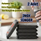 Technow Paslanmaz Çelik Sihirli Inox Yağ ve Kir Çözücü Tel Bulaşık Süngeri 2 Adet thumbnail 1