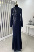 Bahar Tesettür Abiye Lacivert thumbnail 4