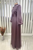 Afra Tesettür Abiye Lila thumbnail 3