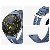 Huawei Watch GT4 46mm İle Uyumlu SportStripe Örgü Desen Metal Tokalı Silikon Akıllı Saat Kordonu  Mavi thumbnail 3