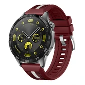 Huawei Watch GT4 46mm İle Uyumlu SportStripe Örgü Desen Metal Tokalı Silikon Akıllı Saat Kordonu  Mürdüm thumbnail 1