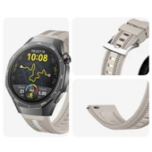 Huawei Watch GT5 Pro 46mm İle Uyumlu SportStripe Örgü Desen Metal Tokalı Silikon Akıllı Saat Kordonu  Starlight thumbnail 3