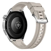 Huawei Watch GT4 46mm İle Uyumlu SportStripe Örgü Desen Metal Tokalı Silikon Akıllı Saat Kordonu  Starlight thumbnail 2