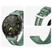 Huawei Watch GT4 46mm İle Uyumlu SportStripe Örgü Desen Metal Tokalı Silikon Akıllı Saat Kordonu  Haki thumbnail 3