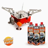 Taşınabilir Mini Tek Gözlü Portatif Kendinden Manyetolu Kamp Ocağı + 2 Adet 400ml Kartuş thumbnail 1