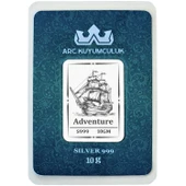 Hediyeye Özel 10 Gram Gemi Temalı 999 Ayar Gümüş ile Üretilmiş Gümüş Külçesi-738 thumbnail 1