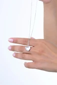 Gümüş rodyumlu sedef ve zirkon taşlı  büyülü kalp kolye SGTL12959RODAJ thumbnail 3