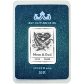 999 Ayar Gümüş ile Üretilmiş Anne ve Baba Temalı Hediyeye Özel 10 Gram Gümüş Külçesi-748 thumbnail 1