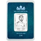 Tarihin En İyi Futbolcusu Lionel Messi Temalı Hediyeye Özel 5 Gram 999 Ayar Gümüş ile Tasarlanmış Gümüş Külçesi-746 thumbnail 1