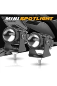 ASTRALED 2 Adet Beyaz / Sarı Renkli Universal Motosiklet Sis Farı Mini Spot Lens Led Far Uyumlu thumbnail 1