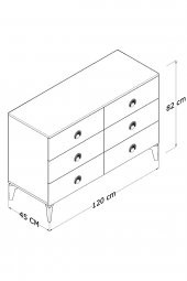 Tocco 1053 İpek 6 Çekmeceli 120 cm Mega Şifonyer - 4