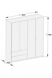 TOCCO 1005 Nova 4 Kapaklı 2 Çekmeceli Askılıklı Gardırop - 4