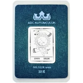 999 Ayar Gümüş ile Üretilmiş Ay ve El Temalı Hediyeye Özel 10 Gram Gümüş Külçesi-743 thumbnail 1